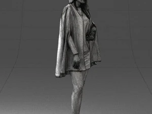 000568 Stylish Woman in White Outfit Fashion Female Character 3D Model