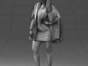 000568 Stylish Woman in White Outfit Fashion Female Character 3D Model