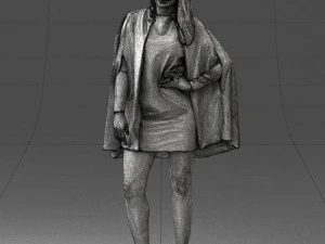 000568 Stylish Woman in White Outfit Fashion Female Character 3D Model