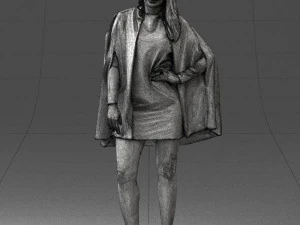 000568 Stylish Woman in White Outfit Fashion Female Character 3D Model