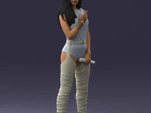 000569 Female Performer with Microphone Stylish Woman Character 3D Model