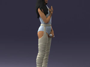 000569 Female Performer with Microphone Stylish Woman Character 3D Model