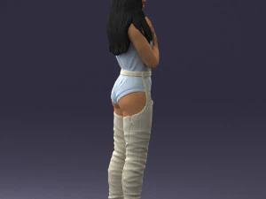 000569 Female Performer with Microphone Stylish Woman Character 3D Model