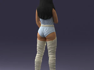 000569 Female Performer with Microphone Stylish Woman Character 3D Model