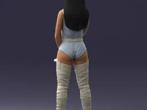 000569 Female Performer with Microphone Stylish Woman Character 3D Model