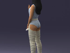 000569 Female Performer with Microphone Stylish Woman Character 3D Model