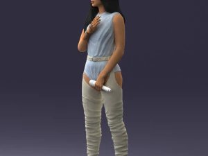 000569 Female Performer with Microphone Stylish Woman Character 3D Model