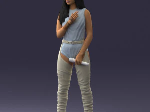 000569 Female Performer with Microphone Stylish Woman Character 3D Model