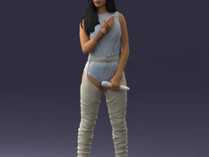 000569 Female Performer with Microphone Stylish Woman Character 3D Model