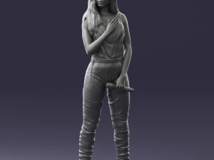 000569 Female Performer with Microphone Stylish Woman Character 3D Model