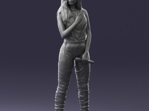 woman with a microphone 0233 Model 3D