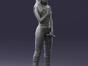 000569 Female Performer with Microphone Stylish Woman Character 3D Model