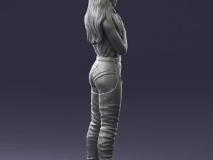 000569 Female Performer with Microphone Stylish Woman Character 3D Model