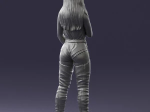 000569 Female Performer with Microphone Stylish Woman Character 3D Model