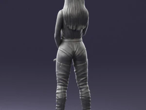 000569 Female Performer with Microphone Stylish Woman Character 3D Model