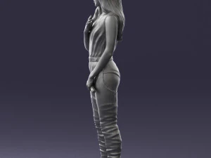 000569 Female Performer with Microphone Stylish Woman Character 3D Model