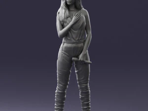 000569 Female Performer with Microphone Stylish Woman Character 3D Model