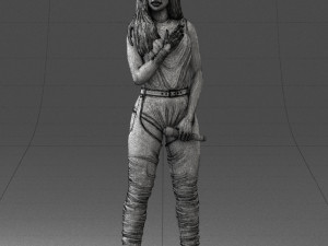 woman with a microphone 0233 Model 3D