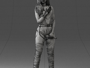 woman with a microphone 0233 Model 3D