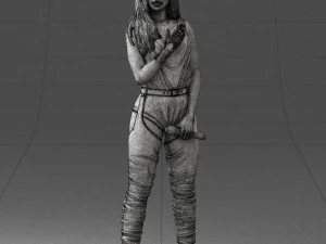 000569 Female Performer with Microphone Stylish Woman Character 3D Model