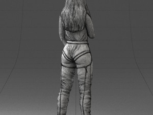 woman with a microphone 0233 Model 3D