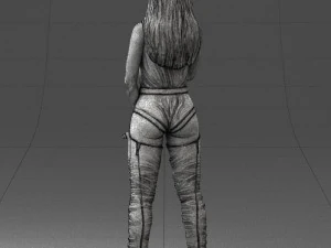 000569 Female Performer with Microphone Stylish Woman Character 3D Model