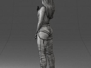 woman with a microphone 0233 Model 3D