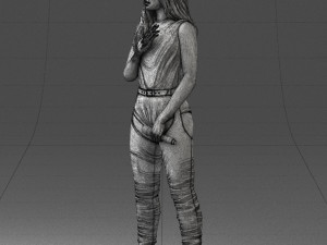 woman with a microphone 0233 Model 3D