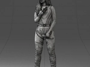 000569 Female Performer with Microphone Stylish Woman Character 3D Model