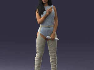 000569 Female Performer with Microphone Stylish Woman Character 3d print ready 3D Print Model