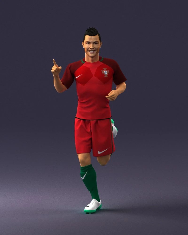 000570 Football Player Running Celebration Male Athlete Character 3D Model .c4d .max .obj .3ds .fbx .stl .blend 