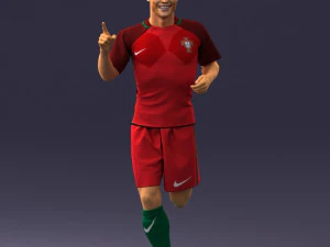 000570 Football Player Running Celebration Male Athlete Character 3D Model