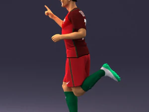 000570 Football Player Running Celebration Male Athlete Character 3D Model