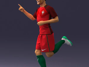 000570 Football Player Running Celebration Male Athlete Character 3D Model