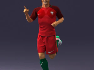 000570 Football Player Running Celebration Male Athlete Character 3D Model