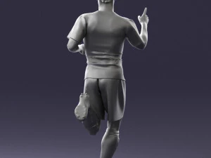 000570 Football Player Running Celebration Male Athlete Character 3D Model