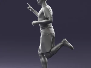 000570 Football Player Running Celebration Male Athlete Character 3D Model