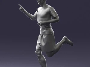 000570 Football Player Running Celebration Male Athlete Character 3D Model