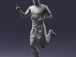 000570 Football Player Running Celebration Male Athlete Character 3D Model