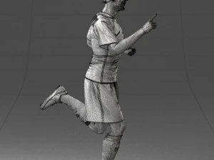 000570 Football Player Running Celebration Male Athlete Character 3D Model