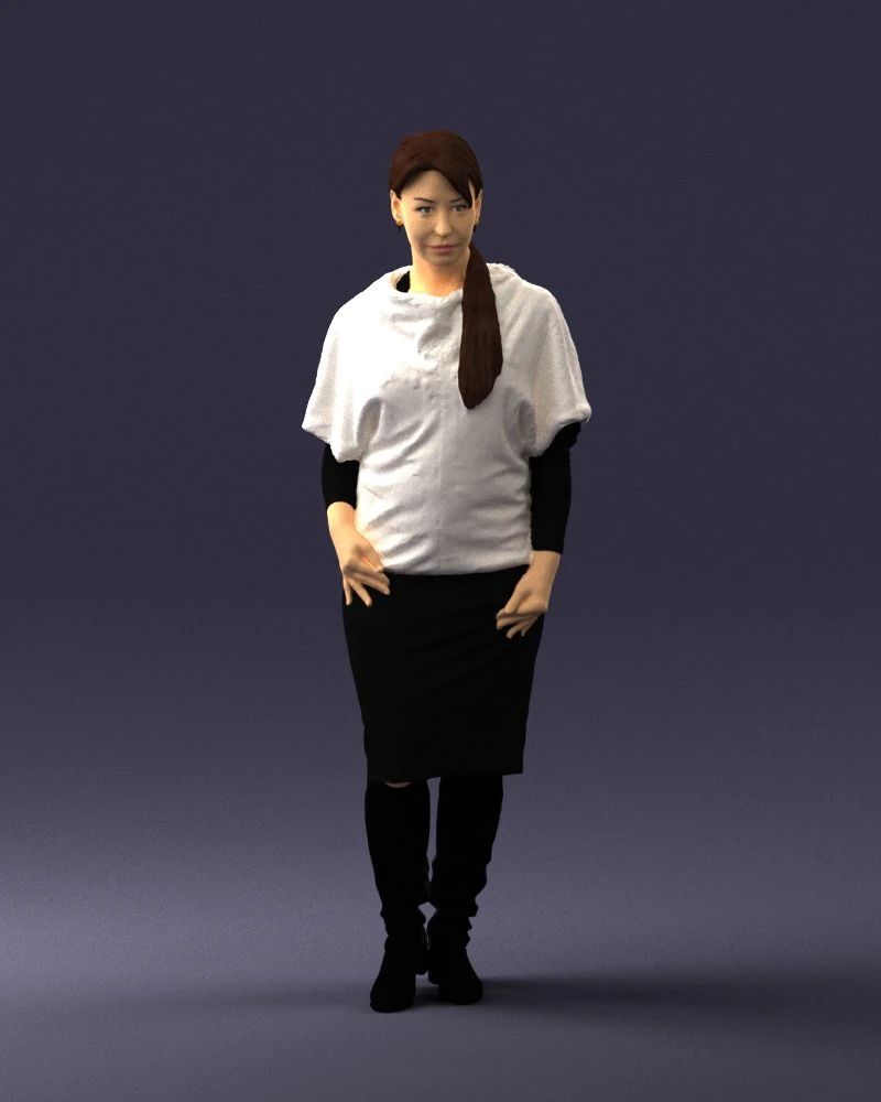 000572 Casual Business Woman Standing Female Character 3D Model .c4d .max .obj .3ds .fbx .stl .blend 
