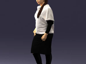 000572 Casual Business Woman Standing Female Character 3D Model