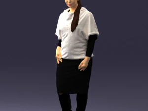 000572 Casual Business Woman Standing Female Character 3D Model