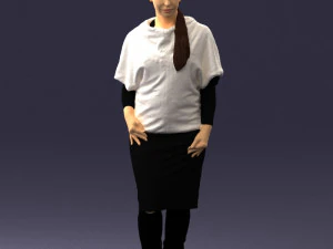 000572 Casual Business Woman Standing Female Character 3D Model