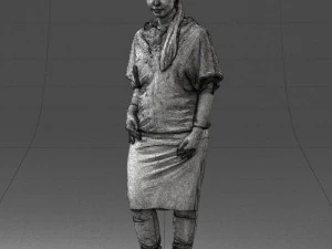 000572 Casual Business Woman Standing Female Character 3D Model