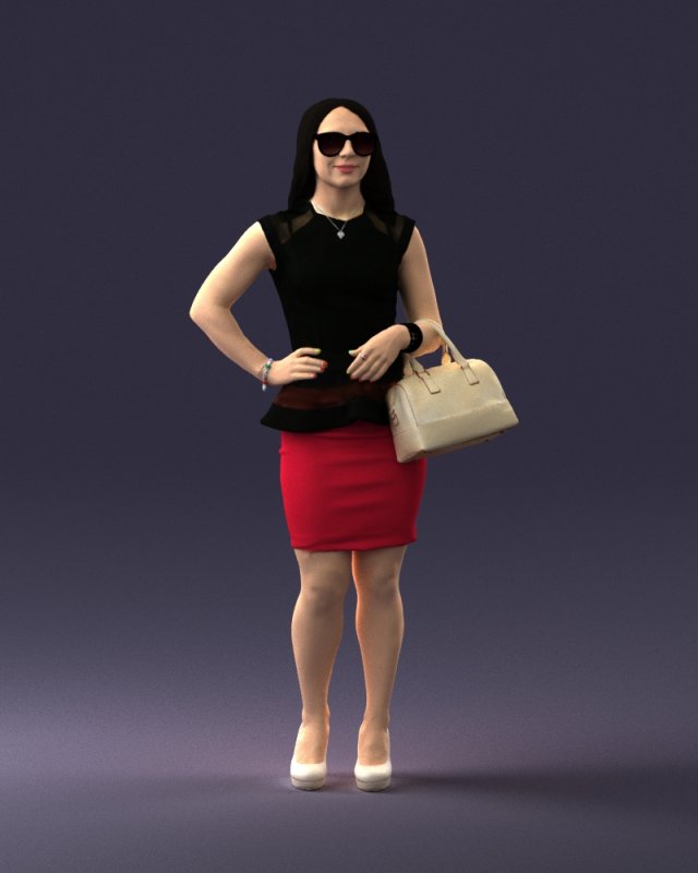 woman in black dress 0247 3D Модель .c4d .max .obj .3ds .fbx .stl .blend 