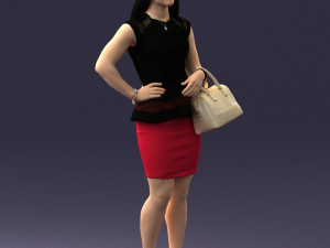 woman in black dress 0247 3D Модель