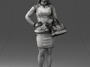 woman in black dress 0247 3D Модель