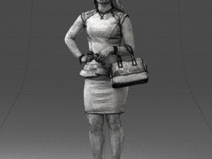 woman in black dress 0247 3D Модель