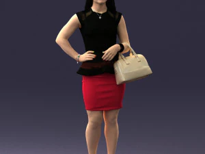 黒いドレスを着た女性 0247 3D プリント準備完了 3Dプリントモデル